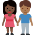 👩🏿‍🤝‍👨🏾 woman and man holding hands: dark skin tone, medium-dark skin tone display on Twitter